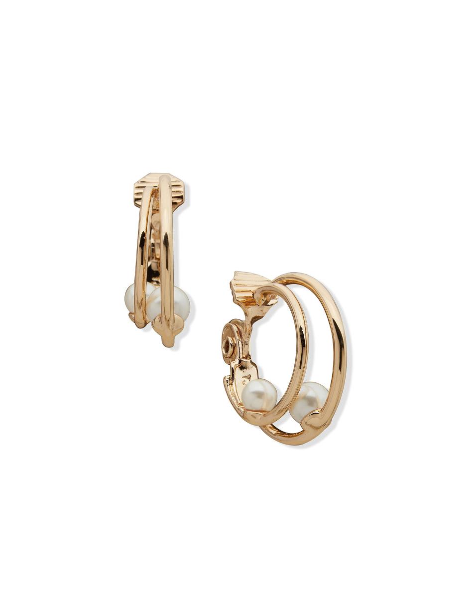 Earring Anne Klein Double Hoop With Pearl Clip   | RPD-4991957